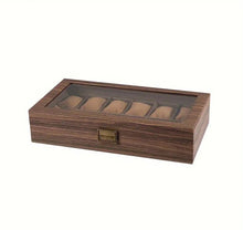 Cargar imagen en el visor de la galería, Caja En Madera Laminada Café Mate Para Organizar 10 y 12 Relojes
