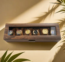 Cargar imagen en el visor de la galería, Caja En Madera Laminada Café Mate Para Organizar 10 y 12 Relojes