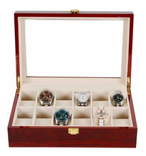 Cargar imagen en el visor de la galería, Caja En Madera Laminada vino tinto Brillante Para Organizar 12 Relojes