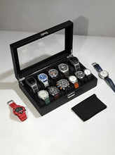 Cargar imagen en el visor de la galería, Caja En Cuero sintetico Negro Para Organizar 12 almohadillas en cuero sintético extraíbles