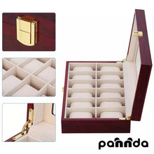 Cargar imagen en el visor de la galería, Caja En Madera Laminada vino tinto Brillante Para Organizar 12 Relojes