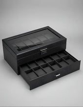 Cargar imagen en el visor de la galería, Caja En Cuero sintetico Negro 2 niveles Para Organizar 24 relojes