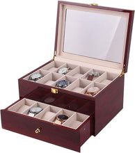 Cargar imagen en el visor de la galería, Caja Para Almacenar 5 , 6 ,10 y 20 Relojes En madera laminada con broche metálico