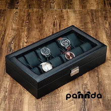 Cargar imagen en el visor de la galería, Caja En Cuero sintetico Negro Para Organizar 12 almohadillas en cuero sintético extraíbles