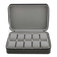 Cargar imagen en el visor de la galería, Caja Para Organizar 6, 10, 12 Relojes , Cuero Negro Con Cremallera