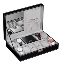 Cargar imagen en el visor de la galerĆa, Caja Joyero Con Espejo, 8 Relojes ,anillos,cadenas Y Aretes