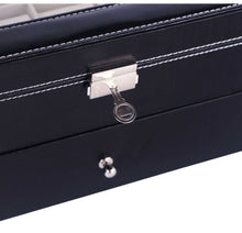 Cargar imagen en el visor de la galería, Caja En Cuero sintético Negro Para Organizar 20 Relojes En 2 Niveles