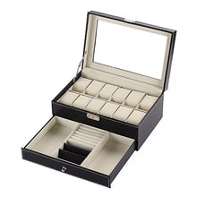 Cargar imagen en el visor de la galería, Caja Joyero De 2 Niveles, almacena 12 Relojes Joyas Y Otros