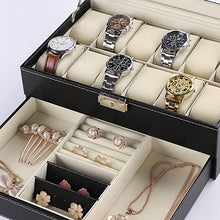 Cargar imagen en el visor de la galería, Caja Joyero De 2 Niveles, almacena 12 Relojes Joyas Y Otros