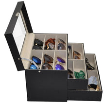 Cargar imagen en el visor de la galería, Caja Para Guardar 8, 12, 18 Gafas por Niveles En Cuero Negro.