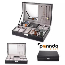 Cargar imagen en el visor de la galerĆa, Caja Joyero Con Espejo, 8 Relojes ,anillos,cadenas Y Aretes