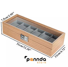 Cargar imagen en el visor de la galería, Caja En Madera Clara Para Organizar 6, 10, 12 Relojes Con Almohadas