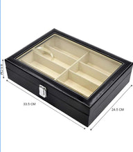 Cargar imagen en el visor de la galería, Caja Para Guardar 8, 12, 18 Gafas por Niveles En Cuero Negro.