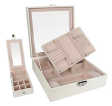 Cargar imagen en el visor de la galería, Joyero 2 Niveles + Mini Joyero Portátil En Cuero Sintetico