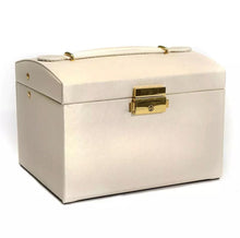 Cargar imagen en el visor de la galería, Joyero De 3 Niveles En Cuero Ecológico Con Llave Y Espejo Negro, Blanco y Pink.