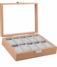 Cargar imagen en el visor de la galería, Caja En Madera Clara Para Organizar 6, 10, 12 Relojes Con Almohadas
