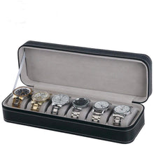 Cargar imagen en el visor de la galería, Caja Para Organizar 6, 10, 12 Relojes , Cuero Negro Con Cremallera