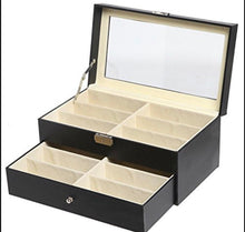 Cargar imagen en el visor de la galería, Caja Para Guardar 8, 12, 18 Gafas por Niveles En Cuero Negro.