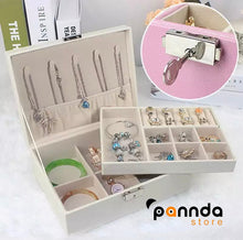 Cargar imagen en el visor de la galería, Joyero De 2 Niveles En Cuero Sintético Organizador De Joyas