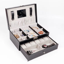 Cargar imagen en el visor de la galerĆa, Joyero 2 Niveles En Cuero, Para Guardar 6 Relojes Y Otros