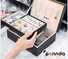 Cargar imagen en el visor de la galería, Joyero De 2 Niveles En Cuero Sintético Organizador De Joyas