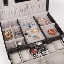 Cargar imagen en el visor de la galerĆa, Joyero 2 Niveles En Cuero, Para Guardar 6 Relojes Y Otros