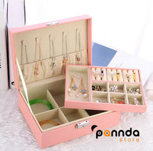 Cargar imagen en el visor de la galería, Joyero De 2 Niveles En Cuero Sintético Organizador De Joyas