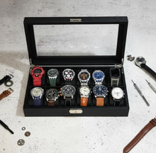 Cargar imagen en el visor de la galería, Caja En Cuero sintetico  Negro Para Organizar 12 almohadillas en cuero sintético extraíbles
