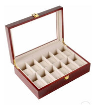 Cargar imagen en el visor de la galería, Caja En Madera Laminada vino tinto Brillante Para Organizar 12 Relojes
