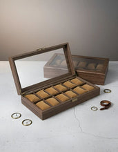 Cargar imagen en el visor de la galería, Caja En Madera Laminada Café Mate Para Organizar 10 y  12 Relojes
