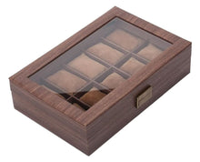 Cargar imagen en el visor de la galería, Caja En Madera Laminada Café Mate Para Organizar 10 y  12 Relojes
