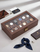Cargar imagen en el visor de la galería, Caja En Madera Laminada Café Mate Para Organizar 10 y  12 Relojes
