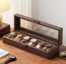 Cargar imagen en el visor de la galería, Caja En Madera Laminada Café Mate Para Organizar 10 y  12 Relojes
