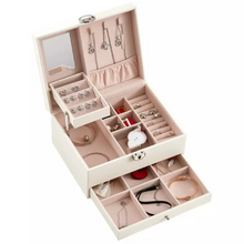 Cargar imagen en el visor de la galería, Joyero De 2 Niveles En Cuero Sintético Organizador De Joyas
